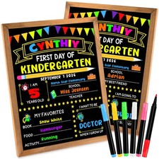 First Day of School Sign - First Day of School Board - 14 X 11 Inch Double-Si...