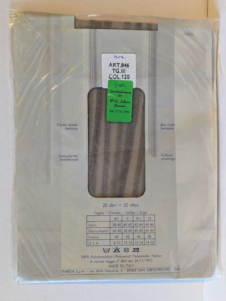 Nylon Strapsstrümpfe Größe III gemustert Streifen Vintage für Strumpfhalter - Bild 2 von 3