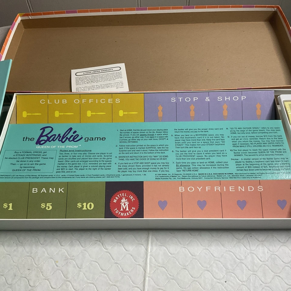 The Barbie Queen of the Prom Game 1994 Replica of 1961 Game Pieces Still Sealed! - Image 3 of 4