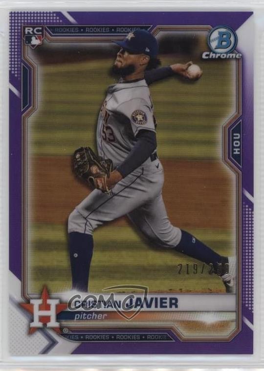2021 Bowman Chrome Purple Refractor 219/250 Cristian Javier #80 10z8