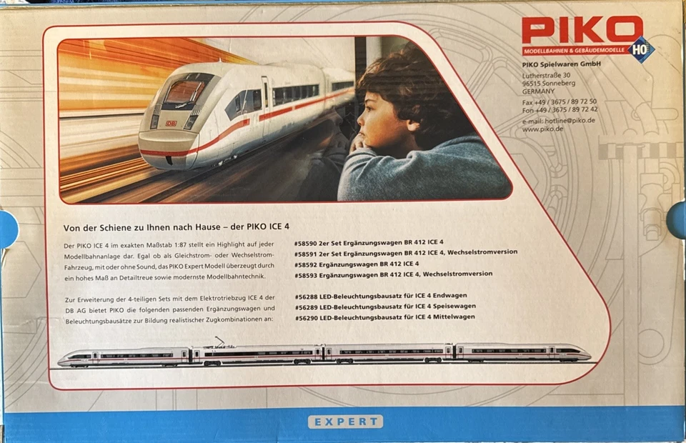 Piko ICE 4 BR 412 DB Electric Train Starter Set #51402 DCC Sound Installed NEW - Image 2 of 4