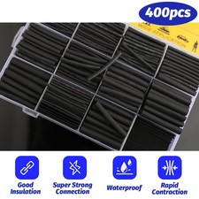 400Pc 3:1 Adhesive Lined Heat Shrink Tubing Marine Grade Black Wire Cable Sleeve