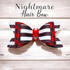 Nightmare Before Christmas  Inspired Faux Leather Hair Bow Alligator Clip