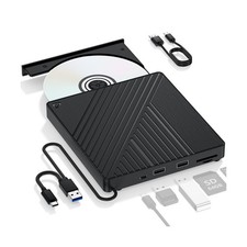 Ultra-Portable 5-in-1 External Blu-ray Drive: USB 3.0 USB-C DVD/CD Burner, ...