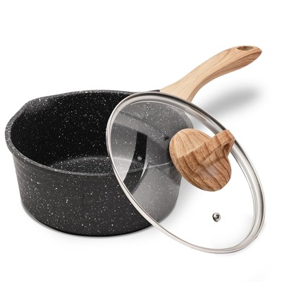 JEETEE 2.5 Quart Sauce Pan with Lid Non Stick Small Pot with Coating Masterclass