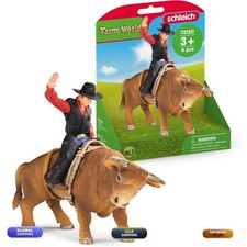 Schleich 72120 4PC Bull Riding Playset Cowboy Figurine 7