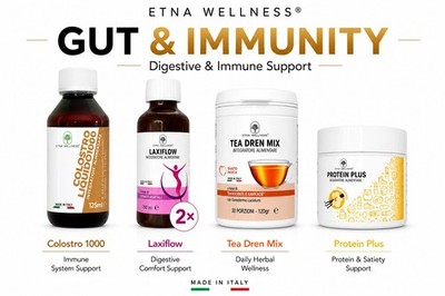 Etna Wellness Gut & Immunity Bundle Colostro Laxiflow Tea Dren Protein Plus