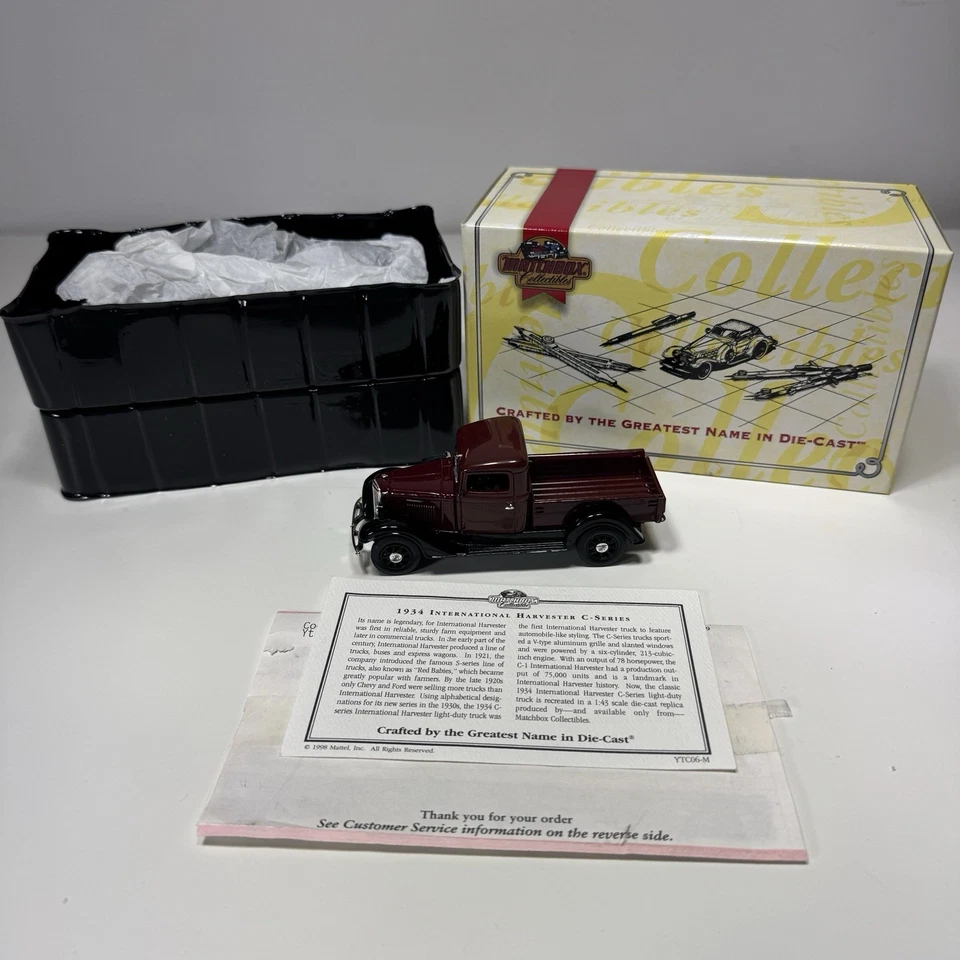 全新带盒 火柴盒模型过去 YTC06-M 1934 国际 C 系列拾音器 正品证书 — 第 2/4 张图片