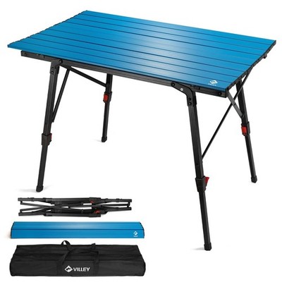 VILLEY Portable Camping Table with Adjustable Legs, Lightweight Aluminum Fold...