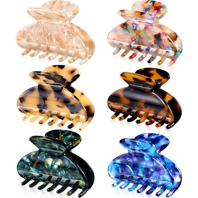 6 PCS Tortoise Shell Hair Claw Clip Women 2 Inch Medium Resin Clamp Assorted