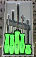 Snap-on Green Hard Handle 5 Piece Awl Hook Set In Tray Hard To Find