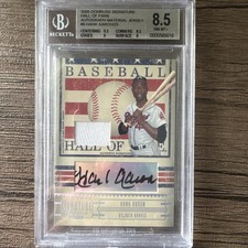 Hank Aaron 2005 Donruss Signature Hall Of Fame Jersey Patch Auto BGS 8.5
