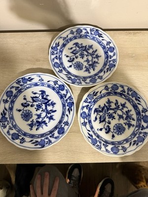 Antique Blue Onion Porcelain Plates Saxony Germany M. Shaw & Co NY Lot 3