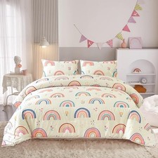 Lightweight Soft 3 Piece Rainbow Comforter Set with 2 Pillow Full Multicolor