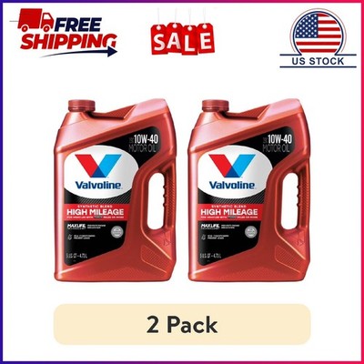 (2 pack) Valvoline High Mileage MaxLife 10W-40 Synthetic Blend Motor Oil 5 QT