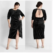 Future Collective Women's Velvet  Dress Size Large Black NWT