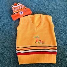 Vintage Knitted Vest And Baby Hat 70s 80s