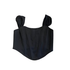 Small Altar'd State Crop Top Corset Boning Back Zipper Black