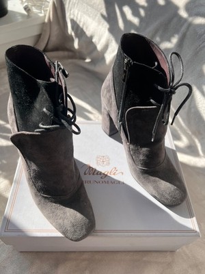 Bruno Magli Narciso Ankle Boots Goat Suede Two-Tone Antracite Black EU 40 Italy