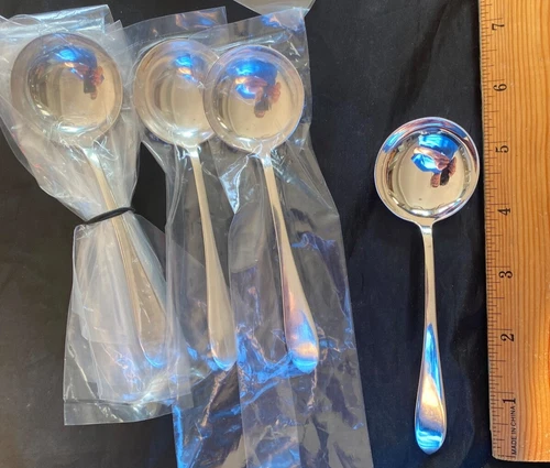 1 REED AND BARTON STERLING SILVER POINTED ANTIQUE 1 BOULLION SOUP SPOON EACH 8AV