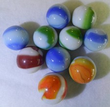 20561m Vintage Group or Lot of 10 Marble King Shooter Marbles .86 to 1 Inch
