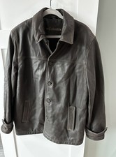 Columbia Men  s Brown Leather Jacket Heavy Size Medium 5 Button Quilted Inside