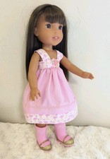 *SALE* DRESS~Flamingo trim~handmade to fit Ashlyn any WellieWishers  similar 14"