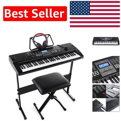 Beginner-Friendly 61-Key Electronic Keyboard Pack with Stand, Stool & Headphones