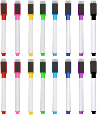 Whiteboard Marker Set 16 Stück, feine Spitze, magnetisch, trocken abwischbar, Me