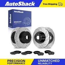 Front Rear Drilled Slotted Brake Rotors Premium Ceramic Pads for Subaru Outback
