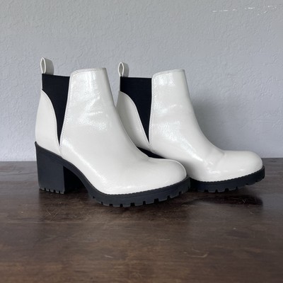 Dirty Laundry Black And White Faux Leather Chunky Heel Sz8