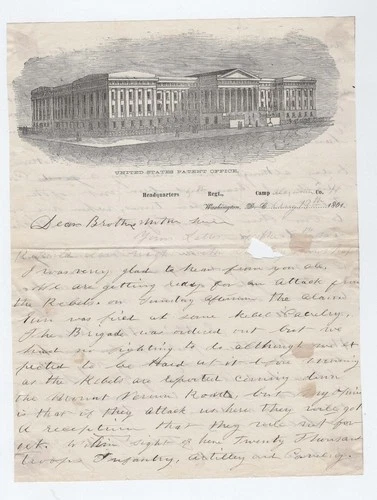 CIVIL WAR LETTER - 5th Maine Infantry, Rebel Fire Mt Vernon & Charcoal Medicine!