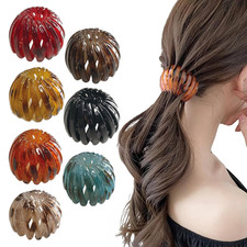 7 Pcs Bird Nest Hair Clips Expandable Ponytail Holder Bun Maker 7 Colors Women