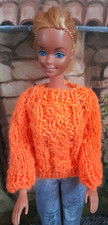 Barbie Kleidung" Handgestrickter  Pullover  mit Zopfmuster orange"