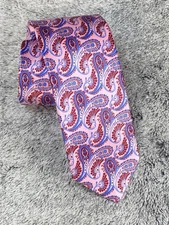 Italo Ferretti NWT Neck Tie Pink Paisley 100% Silk Made in Italy