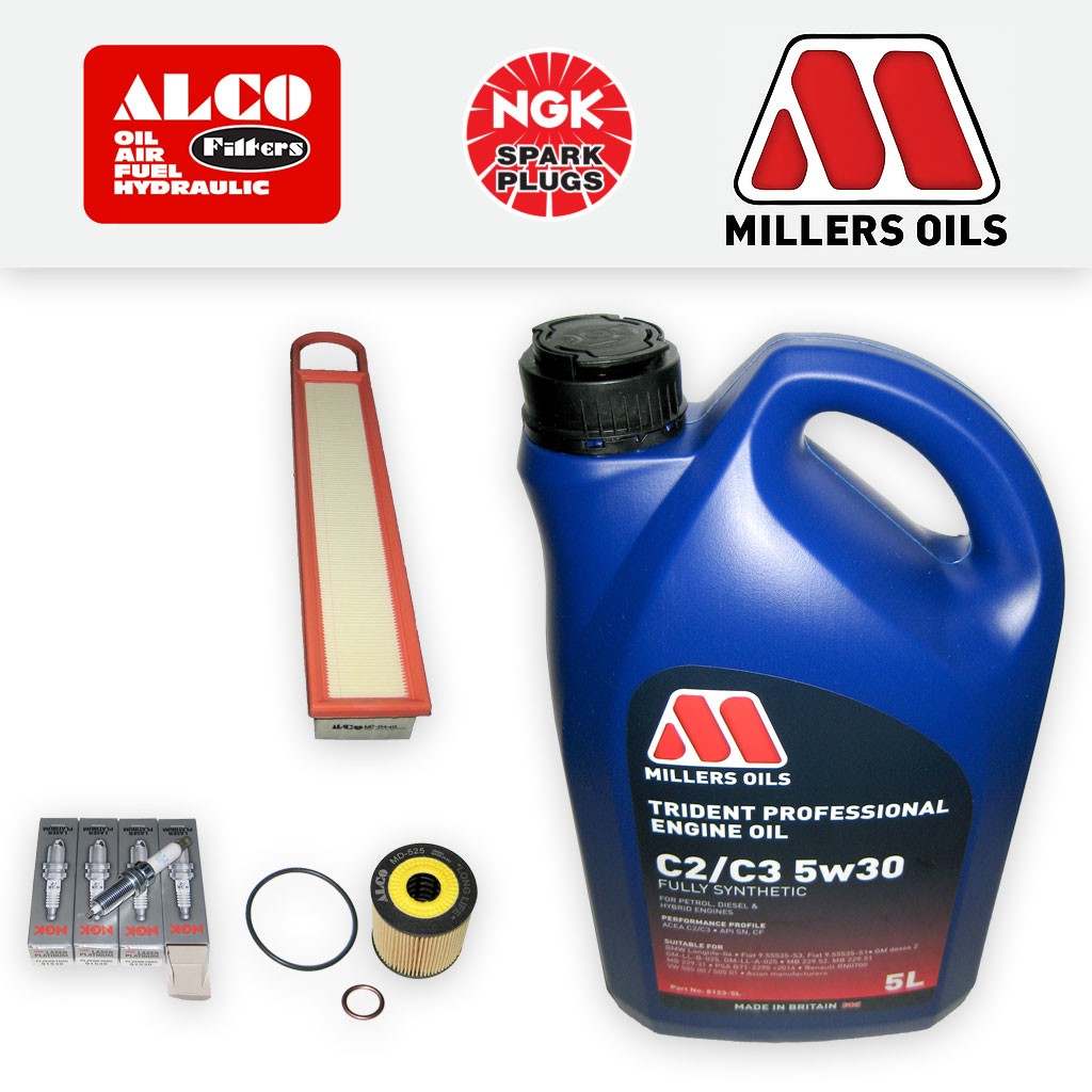 SERVICE KIT for PEUGEOT 207 1.6 16V VTI OIL AIR FILTER PLUGS +5w30 OIL 2006-2012