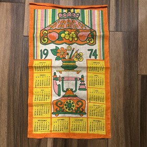 Vintage Large 1974 Fabric Calendar 27”x 16”