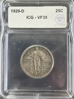 1929 D Quarter Dollars Standing Liberty Quarter ICG VF-35 IDC Verified