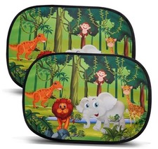 Car Window Sun Shades for Baby Kids 2 Pack 19"x14", Animals Cartoon Animals