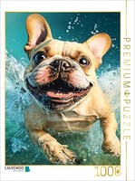 Calvendo Puzzle French Bulldog In Water | 1000 Pieces, Finished Size 25.2 × 18.9