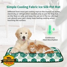 NWK 4 Pack Pet Cooling Mat Green Leaf 20x16 Ice Silk Dog Cat