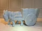 Vintage McCoy USA Donkey Pulling Cart Planter  Blue Mid Century Pottery
