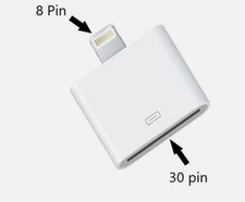 30 Pin to 8 Pin Converter Adapter for Apple iPhone 4 5 6 6s 7 8 iPad Charger