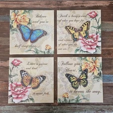 "Inspire Butterfly" I- II- III & IV Prints on Canvas Set (4) 12 x 12 Donna Knold