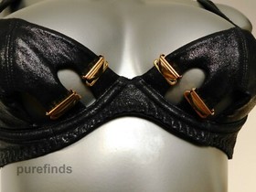 AGENT PROVOCATEUR SOIREE MARCELLA LEATHER BRA 32C & THONG SIZE 2 NWT RRP &pound;620