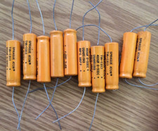 NEW Lot 10 Sprague 400uF 50V 400 MF Atom Axial Capacitor TVA-1313 Made in USA