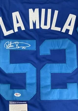 PEDRO BAEZ SIGNED DODGERS PLAYERS WEEKEND JERSEY "LA MULA" JERSEY PSA 