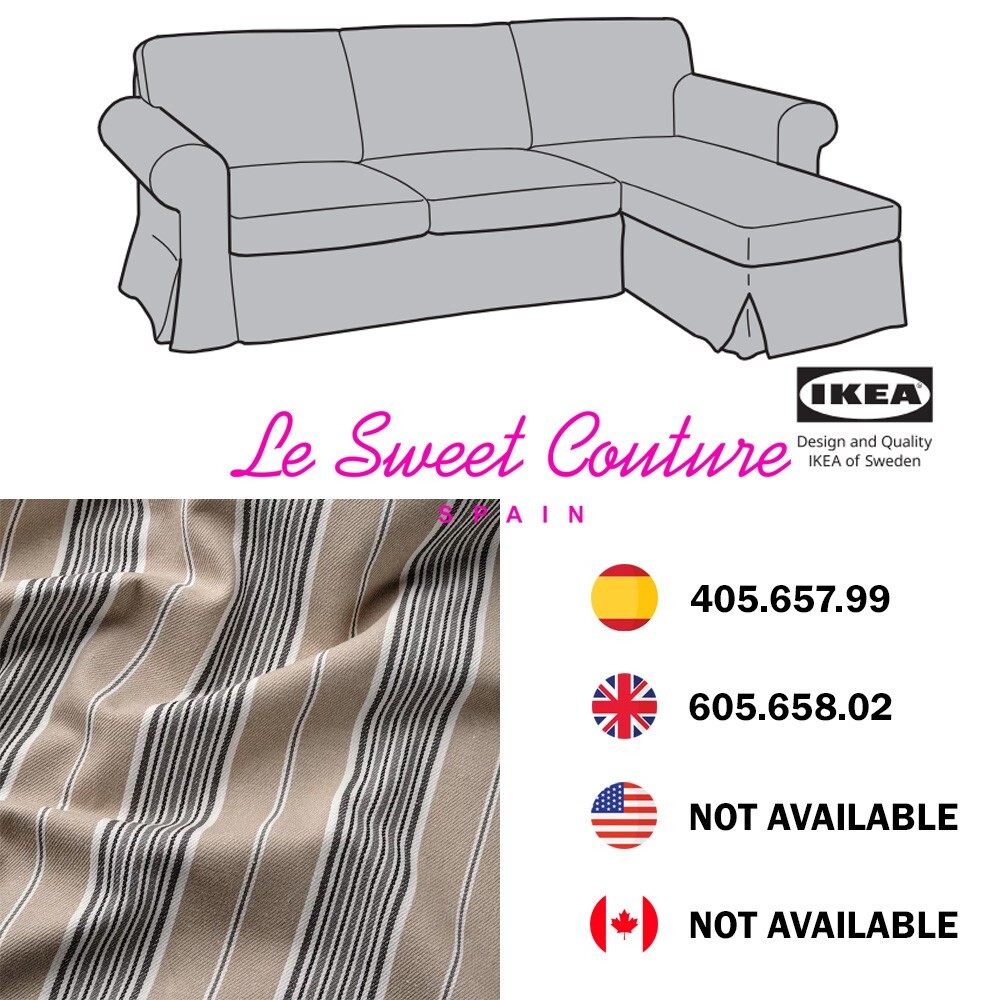 IKEA EKTORP Cover for 3-seat sofa w chaise longue, Karlshov beige