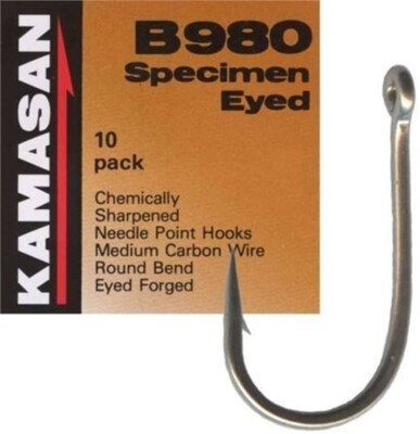 KAMASAN B980 SPECIMEN EYED BARBED HOOKS Size 20's
