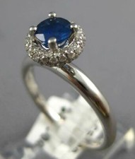 1.22CT DIAMOND  AAA SAPPHIRE 14KT WHITE GOLD ROUND TRIPLE HALO ENGAGEMENT RING